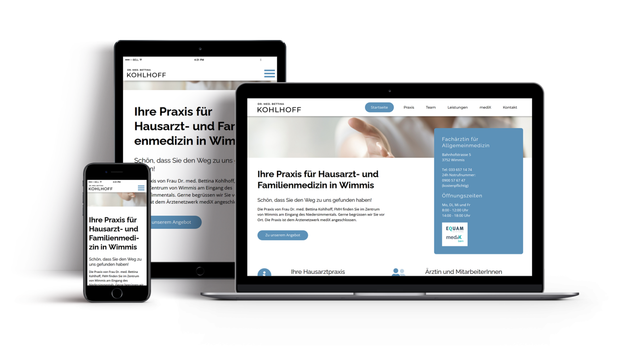 Kohlhoff Webseite showcase Kohlhoff Webseite responsive Ansicht auf Laptop Iphone und Ipad